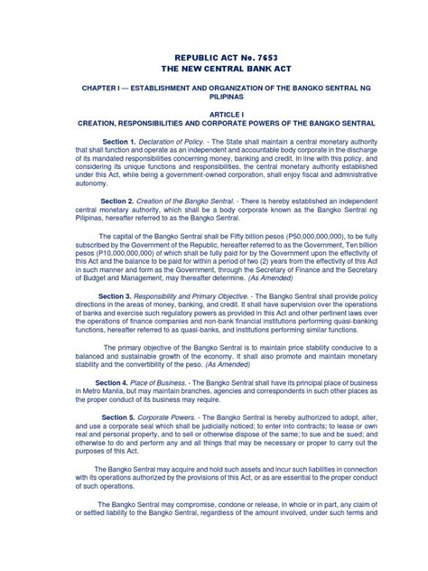 ra 7653 as amended by ra 11211|Expanding BSP’s Regulatory Power under the New Central Bank Act, as.
